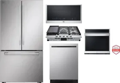 5 Piece Package Includes Refrigerator, Cooktop, Wall Oven, Microwave And Dishwasher