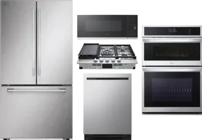 5 Piece Package Includes Refrigerator, Cooktop, Wall Oven, Microwave And Dishwasher