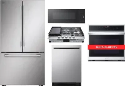 5 Piece Package Includes Refrigerator, Cooktop, Wall Oven, Microwave And Dishwasher