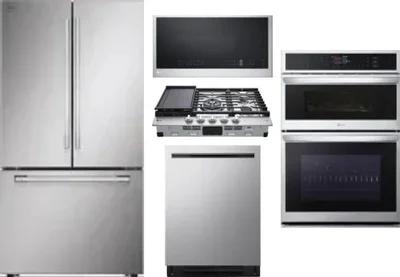 5 Piece Package Includes Refrigerator, Cooktop, Wall Oven, Microwave And Dishwasher
