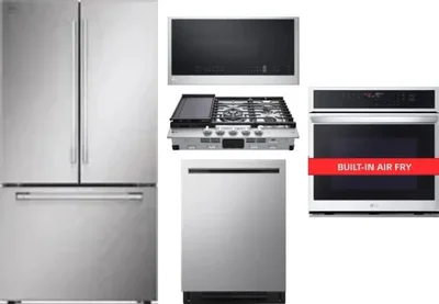 5 Piece Package Includes Refrigerator, Cooktop, Wall Oven, Microwave And Dishwasher