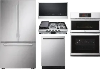 5 Piece Package Includes Refrigerator, Cooktop, Wall Oven, Microwave And Dishwasher