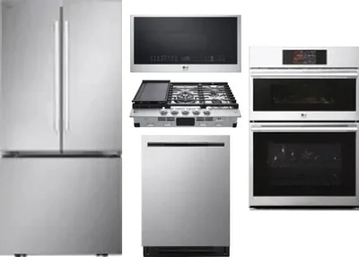 5 Piece Package Includes Refrigerator, Cooktop, Wall Oven, Microwave And Dishwasher