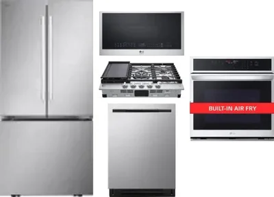5 Piece Package Includes Refrigerator, Cooktop, Wall Oven, Microwave And Dishwasher