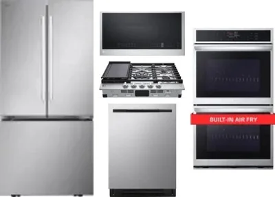 5 Piece Package Includes Refrigerator, Cooktop, Wall Oven, Microwave And Dishwasher