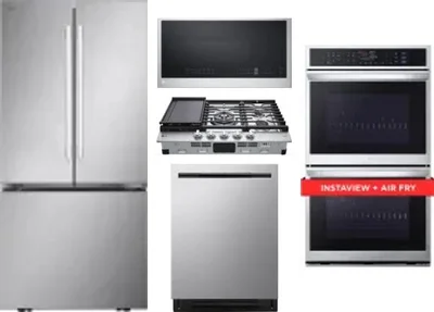 5 Piece Package Includes Refrigerator, Cooktop, Wall Oven, Microwave And Dishwasher