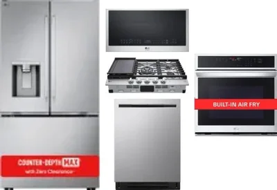 5 Piece Package Includes Refrigerator, Cooktop, Wall Oven, Microwave And Dishwasher