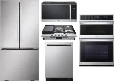 5 Piece Package Includes Refrigerator, Cooktop, Wall Oven, Microwave And Dishwasher