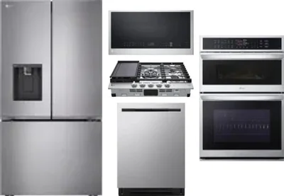 5 Piece Package Includes Refrigerator, Cooktop, Wall Oven, Microwave And Dishwasher