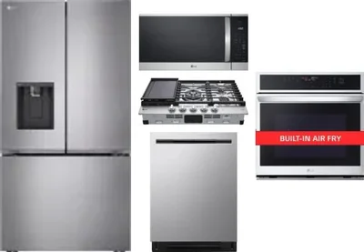 5 Piece Package Includes Refrigerator, Cooktop, Wall Oven, Microwave And Dishwasher