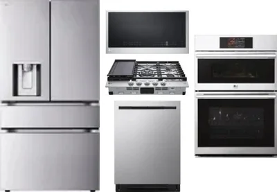 5 Piece Package Includes Refrigerator, Cooktop, Wall Oven, Microwave And Dishwasher
