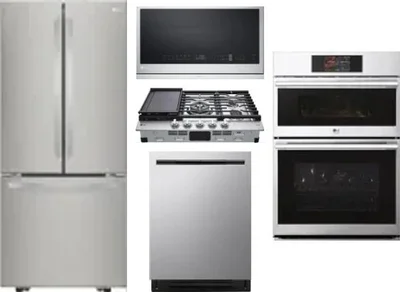 5 Piece Package Includes Refrigerator, Cooktop, Wall Oven, Microwave And Dishwasher