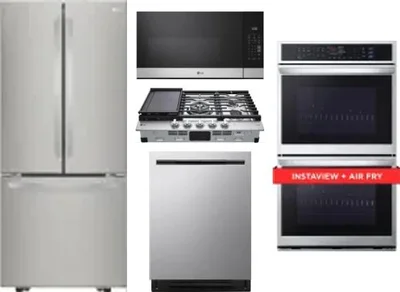 5 Piece Package Includes Refrigerator, Cooktop, Wall Oven, Microwave And Dishwasher