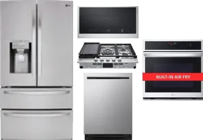 5 Piece Package Includes Refrigerator, Cooktop, Wall Oven, Microwave And Dishwasher
