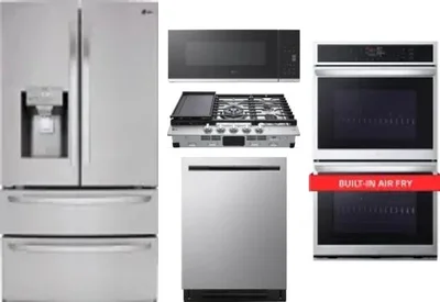 5 Piece Package Includes Refrigerator, Cooktop, Wall Oven, Microwave And Dishwasher