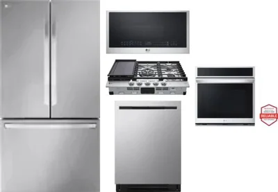 5 Piece Package Includes Refrigerator, Cooktop, Wall Oven, Microwave And Dishwasher