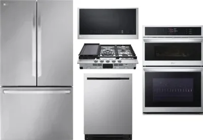 5 Piece Package Includes Refrigerator, Cooktop, Wall Oven, Microwave And Dishwasher