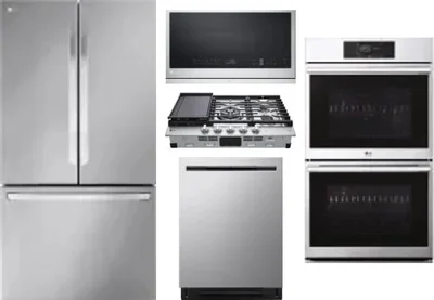 5 Piece Package Includes Refrigerator, Cooktop, Wall Oven, Microwave And Dishwasher