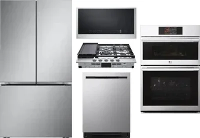 5 Piece Package Includes Refrigerator, Cooktop, Wall Oven, Microwave And Dishwasher