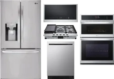 5 Piece Package Includes Refrigerator, Cooktop, Wall Oven, Microwave And Dishwasher