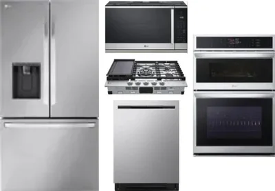 5 Piece Package Includes Refrigerator, Cooktop, Wall Oven, Microwave And Dishwasher