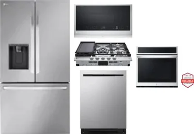 5 Piece Package Includes Refrigerator, Cooktop, Wall Oven, Microwave And Dishwasher