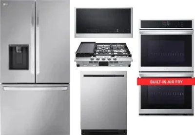 5 Piece Package Includes Refrigerator, Cooktop, Wall Oven, Microwave And Dishwasher