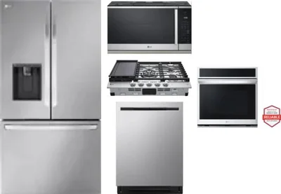 5 Piece Package Includes Refrigerator, Cooktop, Wall Oven, Microwave And Dishwasher
