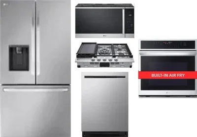 5 Piece Package Includes Refrigerator, Cooktop, Wall Oven, Microwave And Dishwasher