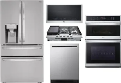 5 Piece Package Includes Refrigerator, Cooktop, Wall Oven, Microwave And Dishwasher
