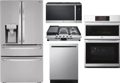 5 Piece Package Includes Refrigerator, Cooktop, Wall Oven, Microwave And Dishwasher