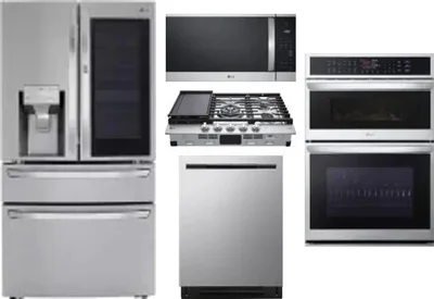 5 Piece Package Includes Refrigerator, Cooktop, Wall Oven, Microwave And Dishwasher