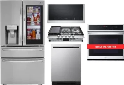 5 Piece Package Includes Refrigerator, Cooktop, Wall Oven, Microwave And Dishwasher