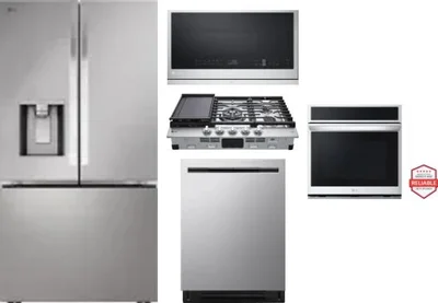 5 Piece Package Includes Refrigerator, Cooktop, Wall Oven, Microwave And Dishwasher