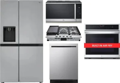 5 Piece Package Includes Refrigerator, Cooktop, Wall Oven, Microwave And Dishwasher