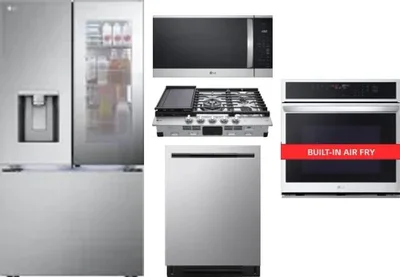 5 Piece Package Includes Refrigerator, Cooktop, Wall Oven, Microwave And Dishwasher