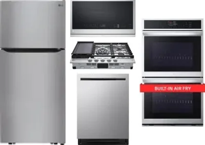5 Piece Package Includes Refrigerator, Cooktop, Wall Oven, Microwave And Dishwasher