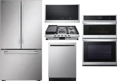 5 Piece Package Includes Refrigerator, Cooktop, Wall Oven, Microwave And Dishwasher