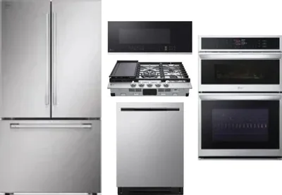 5 Piece Package Includes Refrigerator, Cooktop, Wall Oven, Microwave And Dishwasher