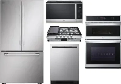 5 Piece Package Includes Refrigerator, Cooktop, Wall Oven, Microwave And Dishwasher
