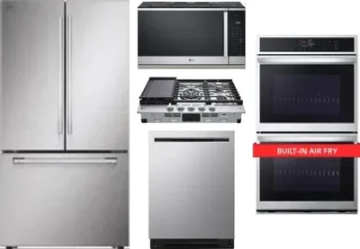 5 Piece Package Includes Refrigerator, Cooktop, Wall Oven, Microwave And Dishwasher