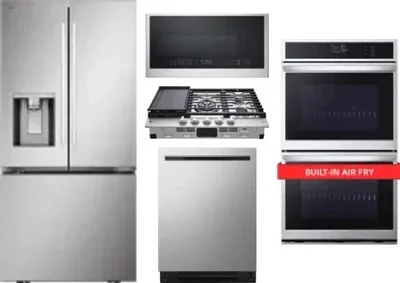 5 Piece Package Includes Refrigerator, Cooktop, Wall Oven, Microwave And Dishwasher