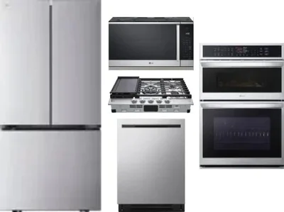 5 Piece Package Includes Refrigerator, Cooktop, Wall Oven, Microwave And Dishwasher
