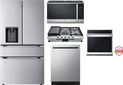 5 Piece Package Includes Refrigerator, Cooktop, Wall Oven, Microwave And Dishwasher