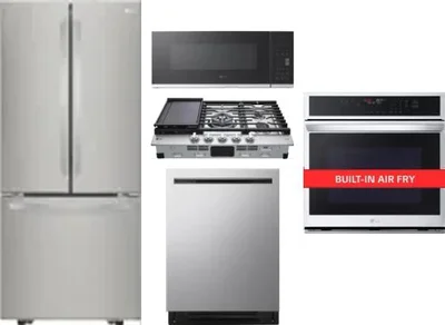 5 Piece Package Includes Refrigerator, Cooktop, Wall Oven, Microwave And Dishwasher