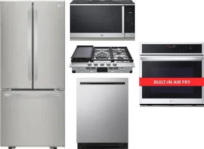 5 Piece Package Includes Refrigerator, Cooktop, Wall Oven, Microwave And Dishwasher