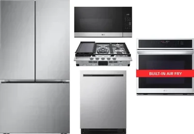 5 Piece Package Includes Refrigerator, Cooktop, Wall Oven, Microwave And Dishwasher