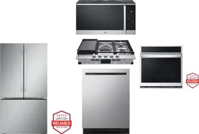 5 Piece Package Includes Refrigerator, Cooktop, Wall Oven, Microwave And Dishwasher
