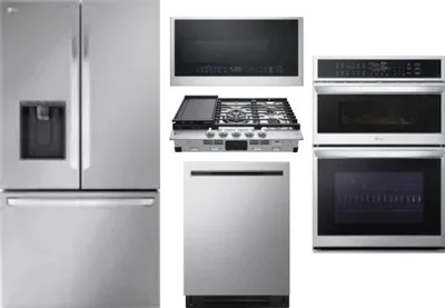5 Piece Package Includes Refrigerator, Cooktop, Wall Oven, Microwave And Dishwasher