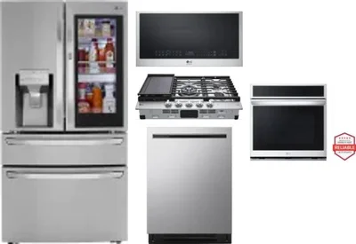 5 Piece Package Includes Refrigerator, Cooktop, Wall Oven, Microwave And Dishwasher